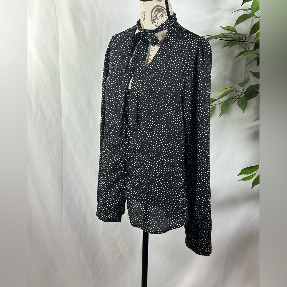 Lulu's Black and White Polka Dot Blouse - Picture 3 of 10